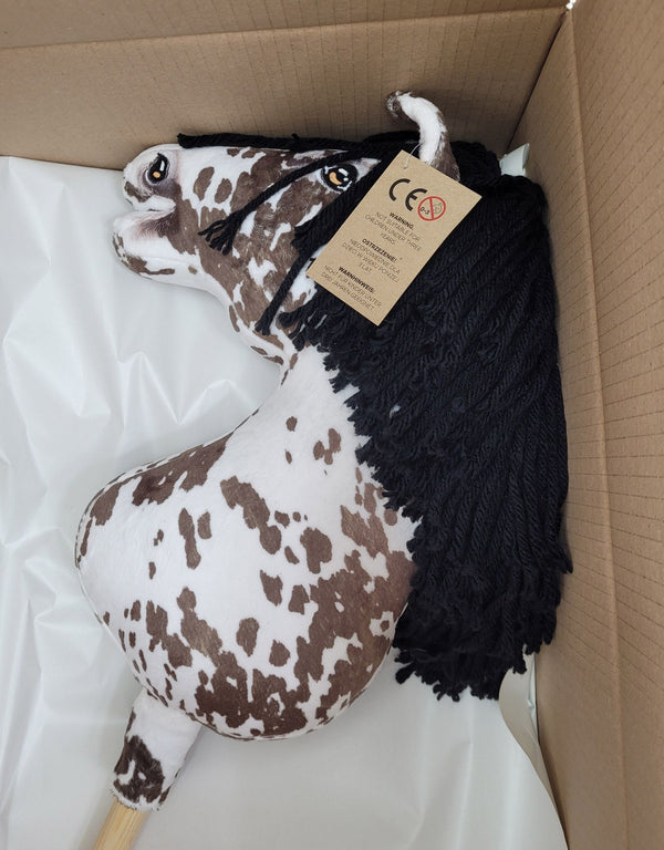 Premium Steckenpferd / Hobby Horse - Brauner Leopard mit Schwarz A3