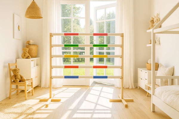 Steckenpferd-Hindernis 120 cm mit zwei Stangen – Rot und Blau