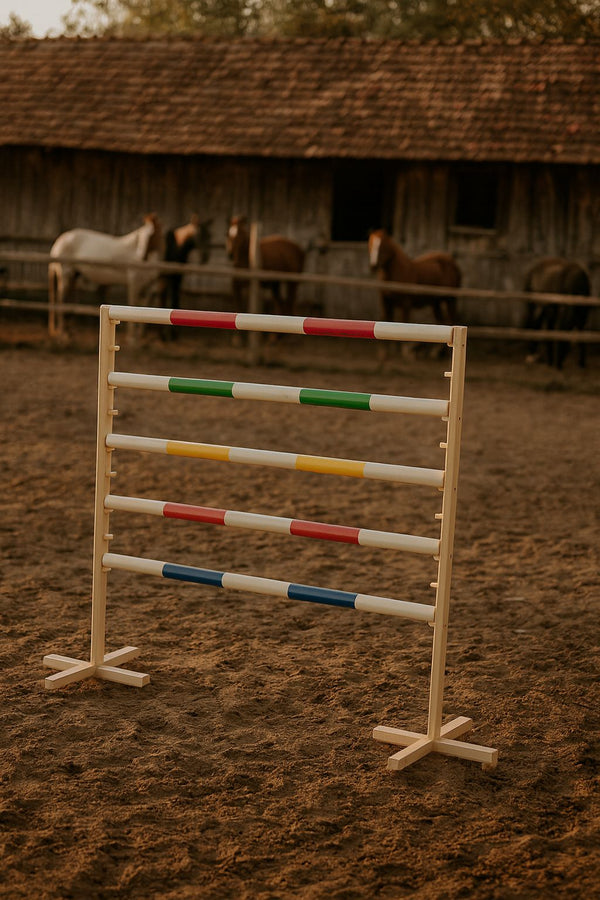 Steckenpferd-Hindernis 120cm mit zwei Stangen - Pink und Blau