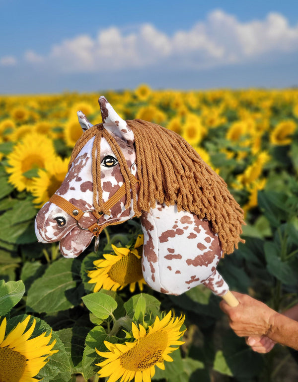 Premium Steckenpferd / Hobby Horse - Brauner Leopard mit braunem A3