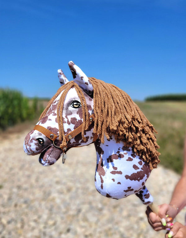 Premium Steckenpferd / Hobby Horse - Brauner Leopard mit braunem A3