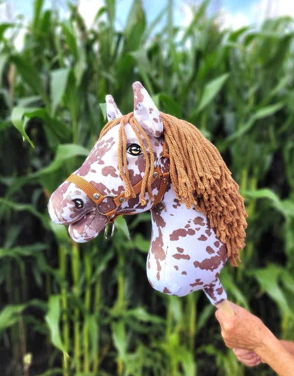 Premium Steckenpferd / Hobby Horse - Brauner Leopard mit braunem A3