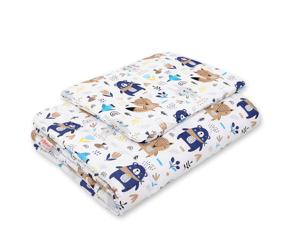 Newborn vuodevaatesetti 2-kpl 75x100cm - navy blue bears