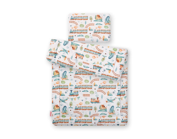 Babydecke und Kissen – Neugeborenes – 75 x 100 cm – Türkisfarbener Zug