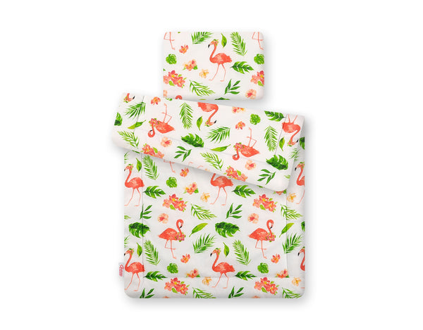 Babydecke und Kissen – Neugeborenes – 75 x 100 cm – Coral Flamingos
