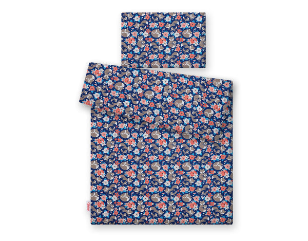 Bettwäsche-Set für Babys – 135 x 100 cm – Fox Family On Blue