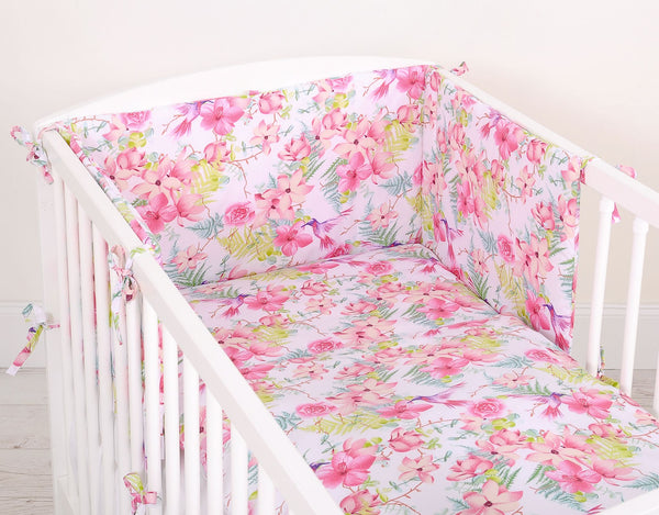 Bettwäsche-Set für Babys - 120x90cm - Kolibris In Blumen