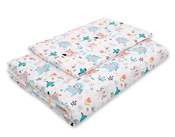 Peitto ja tyyny vauvalle 135x100 cm - blue teddy bears