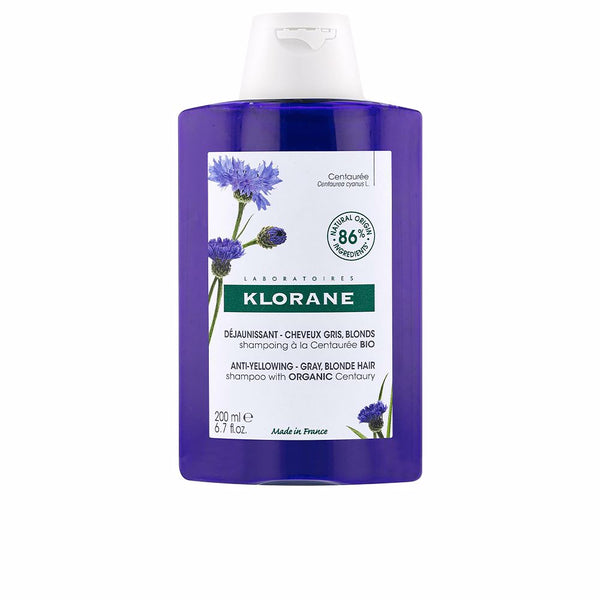 Klorane A la centaurea bio shampoo anti-yellowing varten harmaat ja vaaleat hiukset 200 ml | Vuodevaatteet.fi