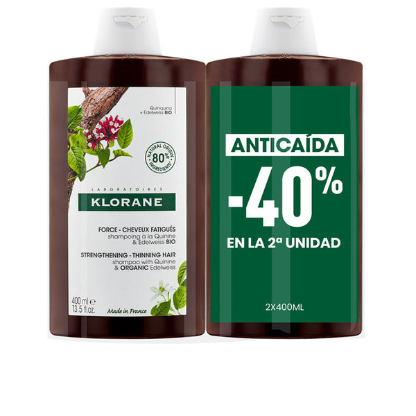 Klorane A La Quinine And Edelweiss Bio Strengthening Shampoo Duo 2 X 400 Ml | Vuodevaatteet.fi