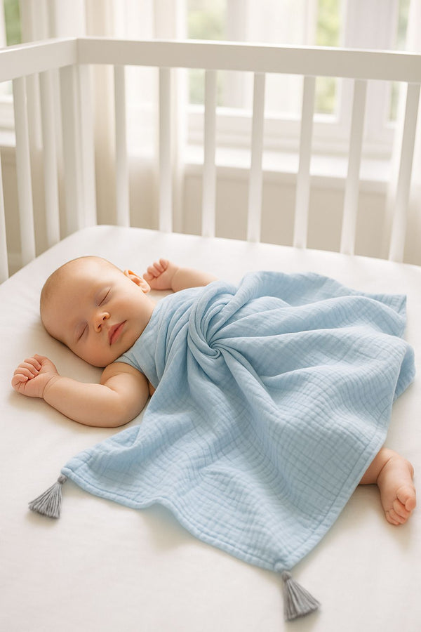 Musselin-Decke für Babys - Blau