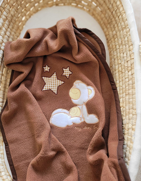 Baby-Fleecedecke - Teddybär mit Sternen Braun