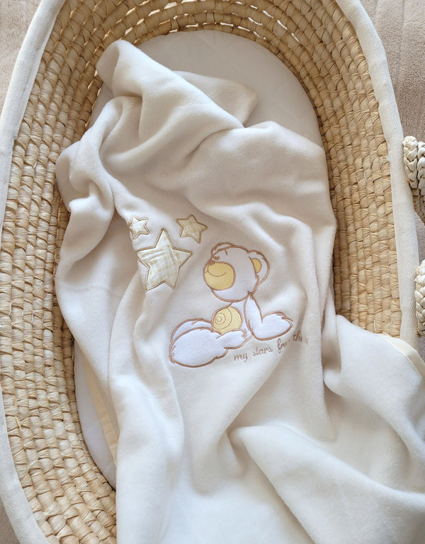 Baby-Fleecedecke - Teddybär mit Sternen Creme