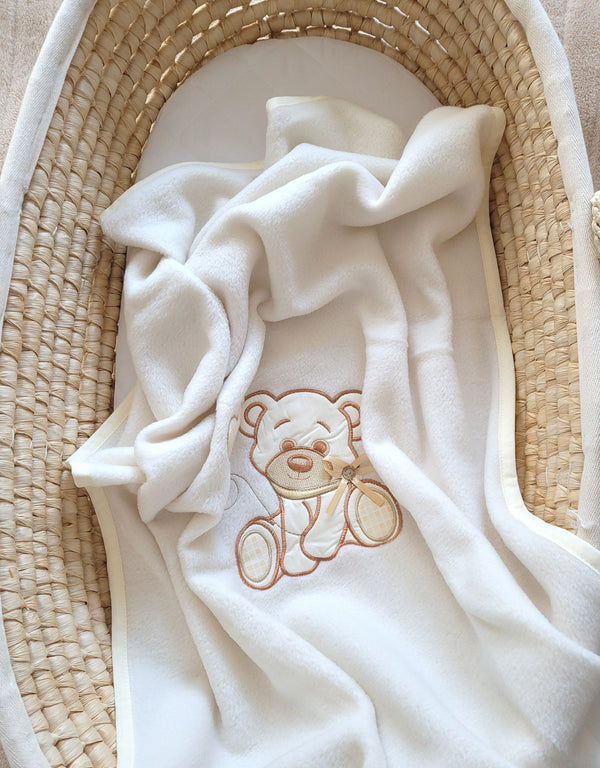 Baby-Fleecedecke – Bear With Bow Cream
