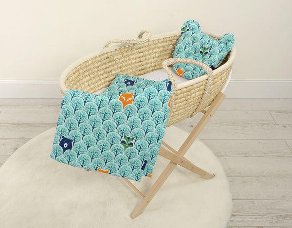 Babydecke und Kissen - Baumwolle - Teddybär - Mint Forest