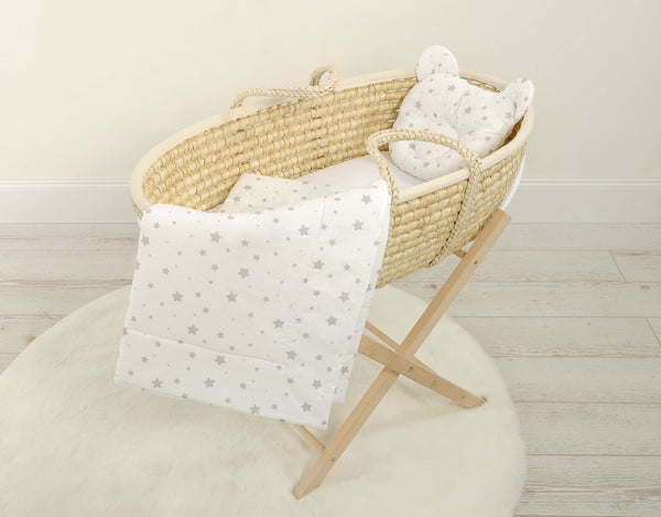 Babydecke und Kissen – Baumwolle – Teddybär – Mini Grey Stars