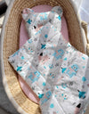 Babydecke und Kissen - Baumwolle - Teddybär - Blaue Teddybären