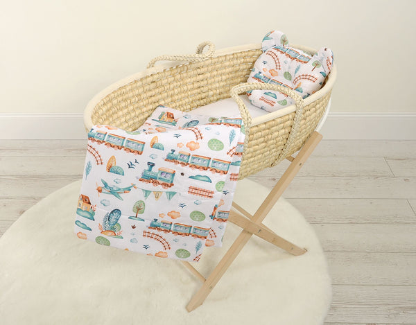 Babydecke und Kissen – Baumwolle – Teddybär – Türkis Zug