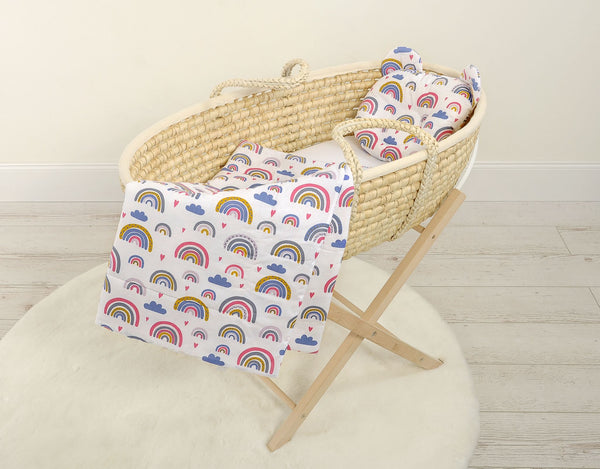 Babydecke und Kissen - Baumwolle - Teddybär - Regenbogen