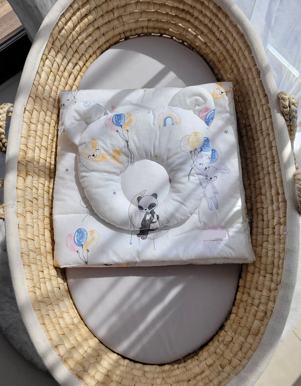 Babydecke und Kissen – Baumwolle – Teddybär – Ballons