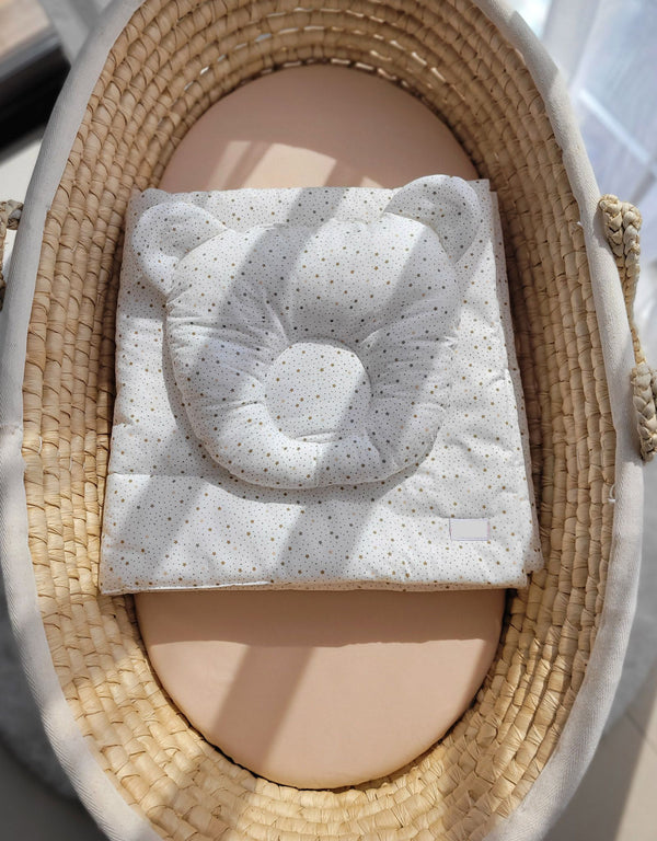 Babydecke und Kissen - Baumwolle - Teddybär - Mini Goldsterne