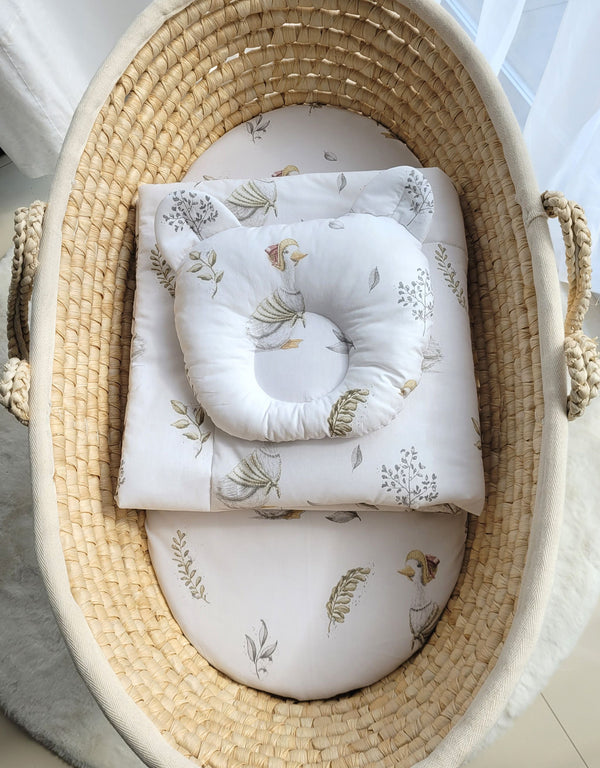 Babydecke und Kissen – Baumwolle – Teddybär – Gänse