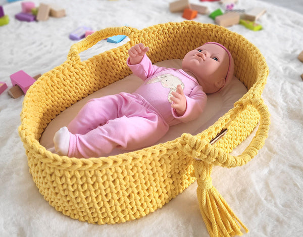 Puppenwagen Moseskorb - Yellow