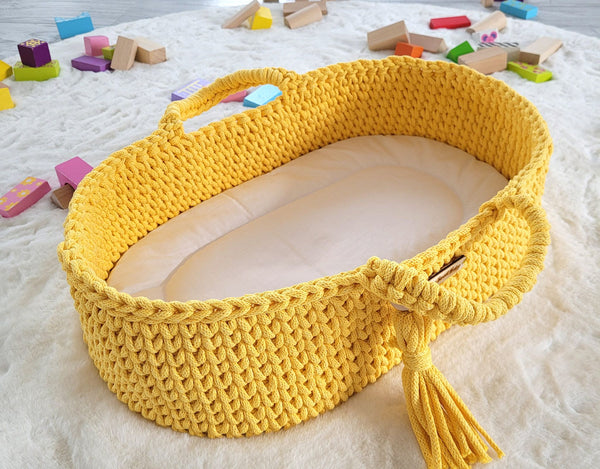 Puppenwagen Moseskorb - Yellow