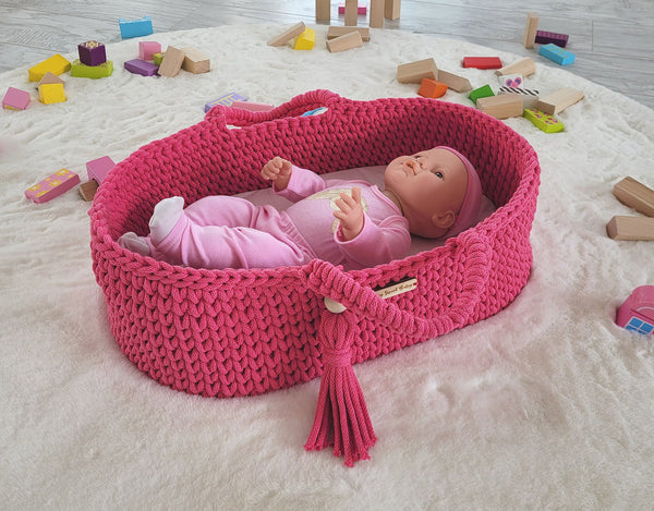 Puppenwagen Moseskorb - Fuchsia