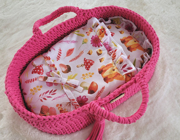 Puppenwagen Moseskorb - Fuchsia