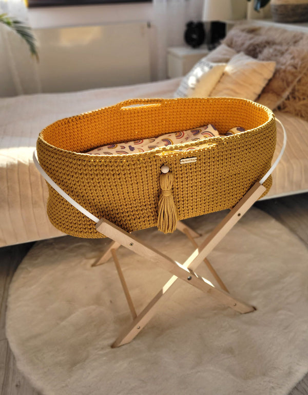 Moseskorb mit Ständer - Baumwolle - Honiggelb