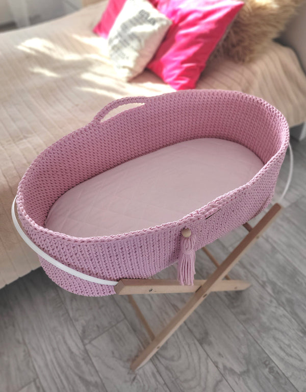 Moseskorb auf Ständer - Baumwolle - Rosa