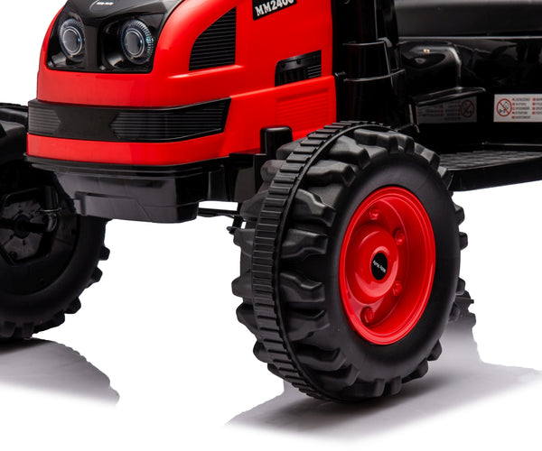 Lasten Sähkötraktori Farmer Punainen Perävaunulla - Vuodevaatteet.fi
