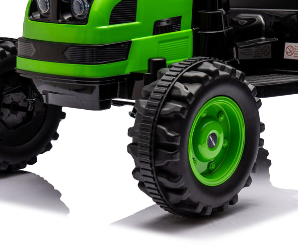 Lasten Sähkötraktori Farmer Vihreä Perävaunulla - Vuodevaatteet.fi