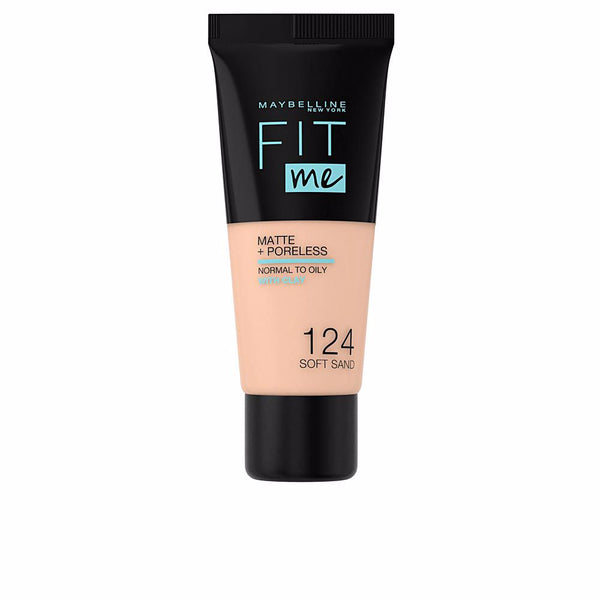 Maybelline Fit me matte+poreless meikkivoide #124-soft sand | Vuodevaatteet.fi