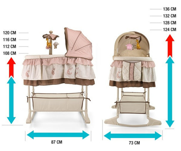 Milly Mally Cradle Sweet Melody -sänky, jossa on 4-in-1 kaukosäädin ja tähtikuvioita.