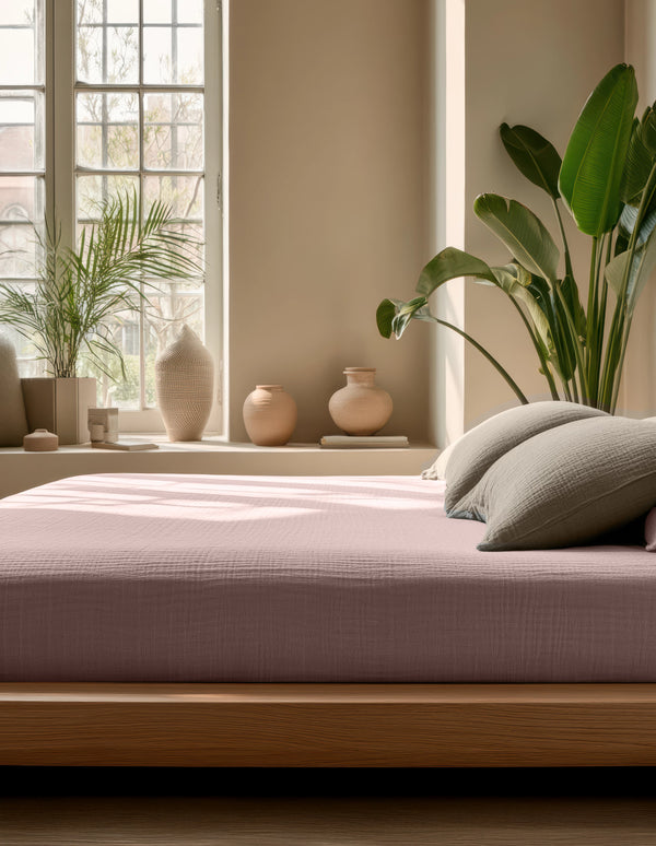 Mousseline Aluslakana Blush Roosa 140x200 + 30 cm