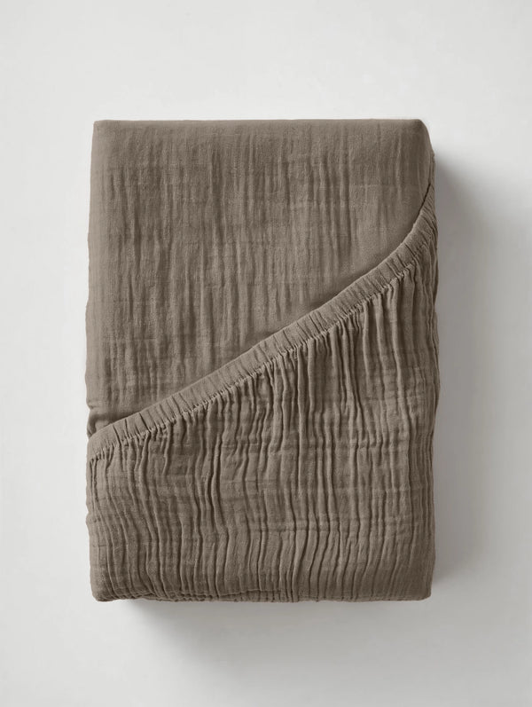 Mousseliini Aluslakana Taupe 140 x 200 + 30