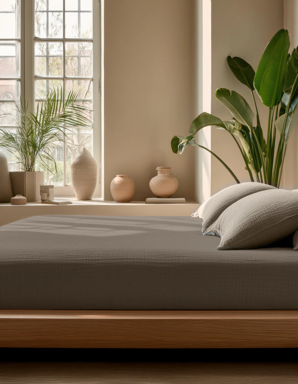 Mousseliini Aluslakana Taupe 140 x 200 + 30