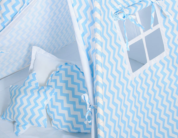 Leikkiteltta + Pehmuste - Chevron Blue