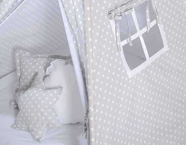 Spielzelt + Matte - White Dots On Grey