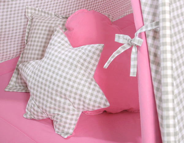 Leikkiteltta + Pehmuste - Grey - Pink