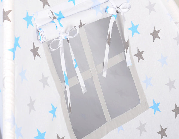 Leikkiteltta + Pehmuste - Blau Stars/Grey