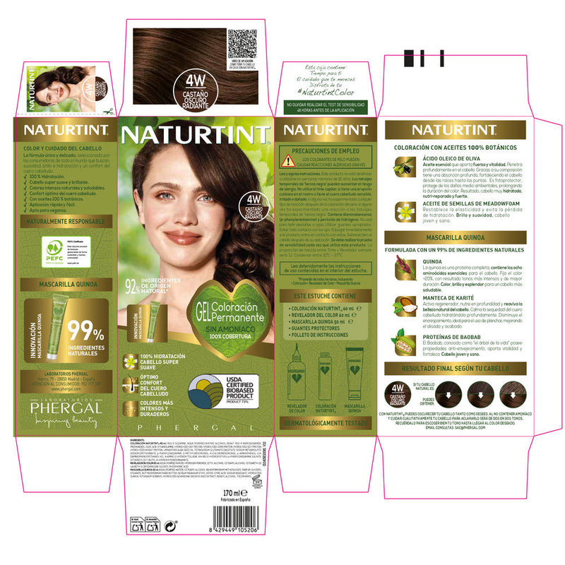 Naturtint Ammonia-Free Dye #4W-Radiant Dark Brown 170 Ml | Vuodevaatteet.fi