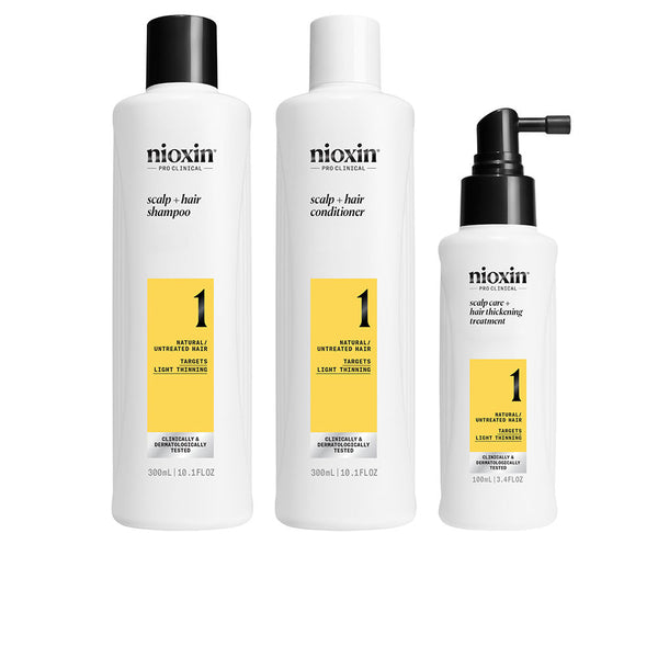 Nioxin System 1 - Luonnollisille hiuksille suunniteltu hoitokitti lievään harvennukseen, 3 yksikköä | Vuodevaatteet.fi