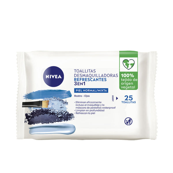 Nivea Refreshing 3-In-1 Makeup Removal Wipes 25 U | Vuodevaatteet.fi