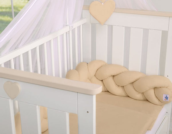 Geflochtene Stoßstange für das Kinderbett - Beige