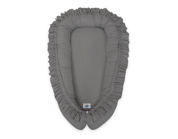 Babynest mit Rüschen - Anthrazit