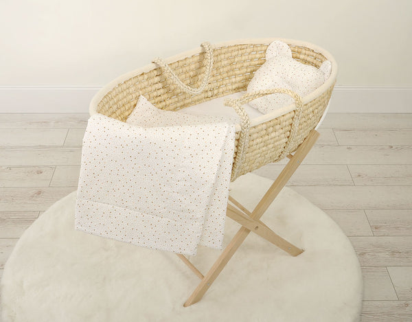 Babydecke und Kissen - Baumwolle - Teddybär - Mini Goldsterne