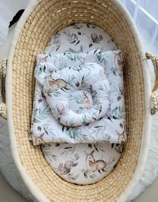 Babydecke und Kissen - Baumwolle - Teddybär - Woodland Olive